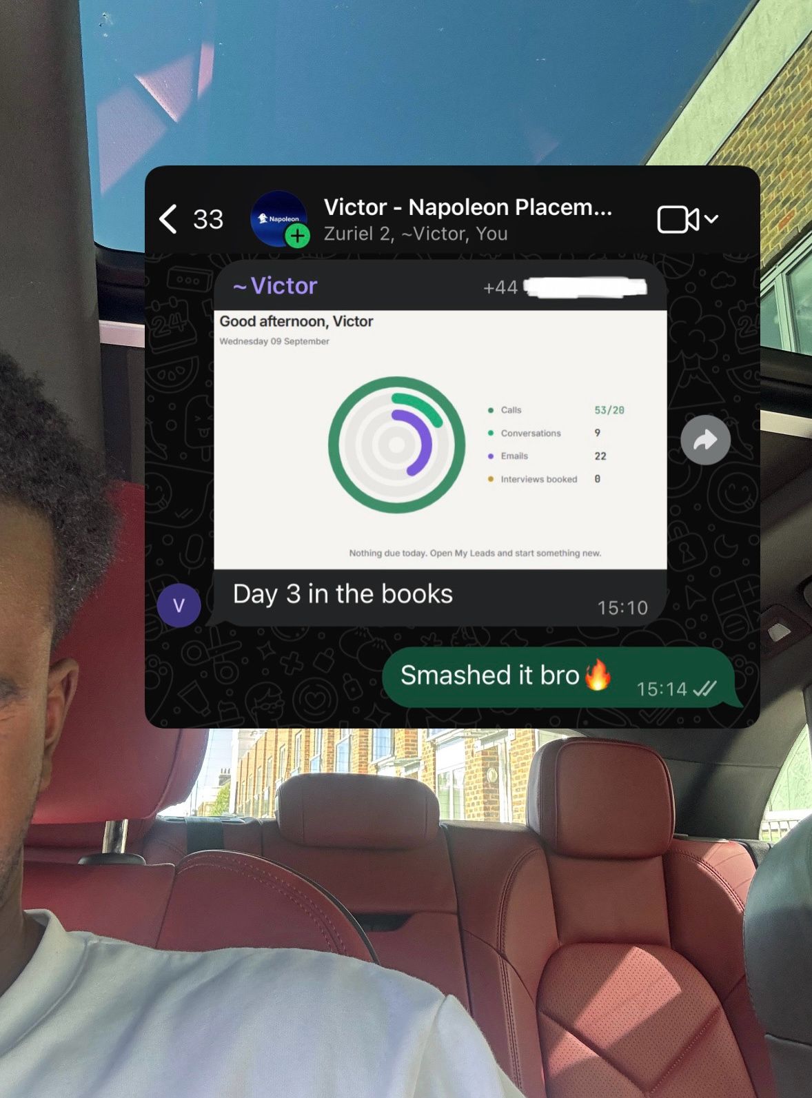 Victor's tracker on day 3 of his 30 days