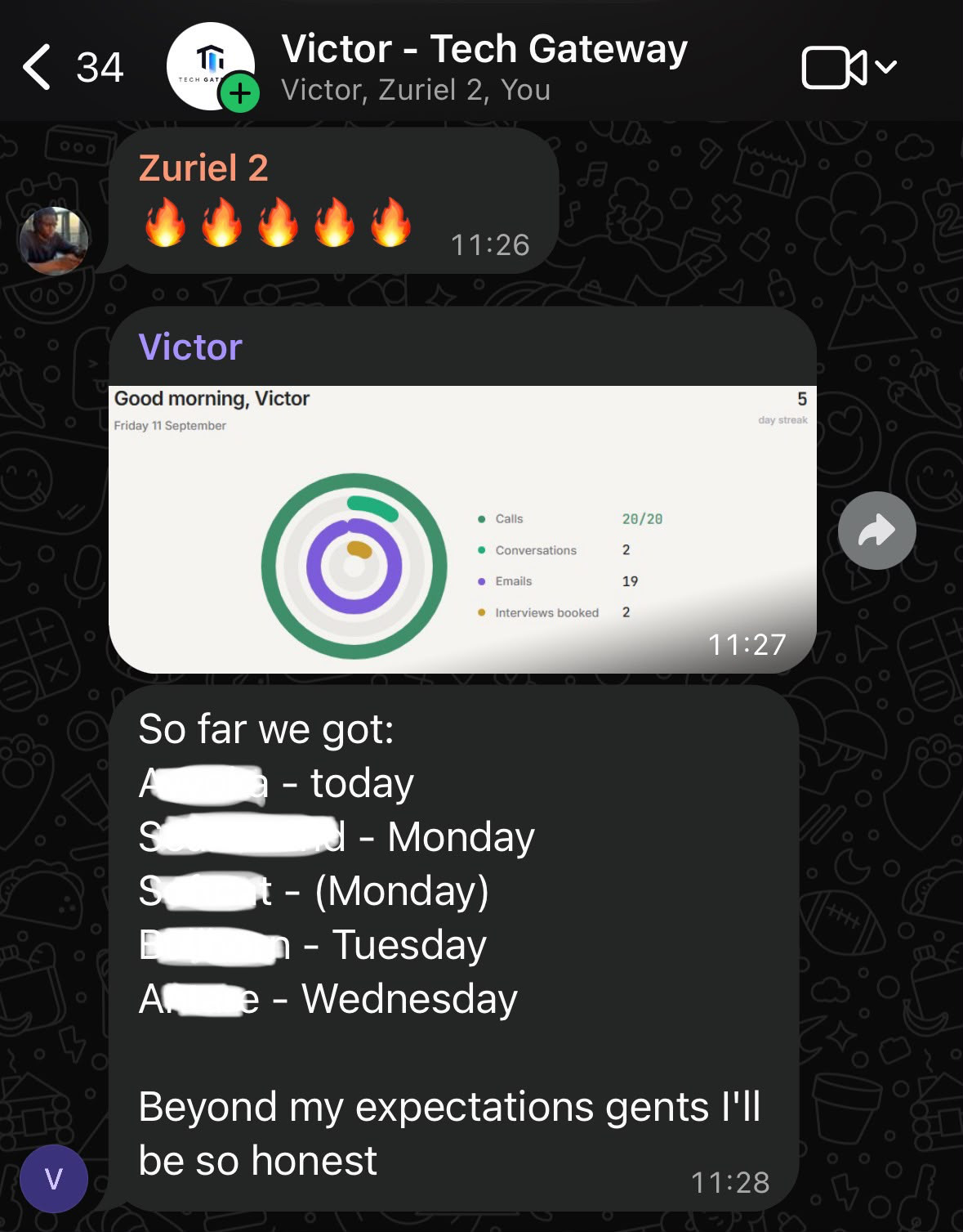 Student sharing five interviews booked in one week